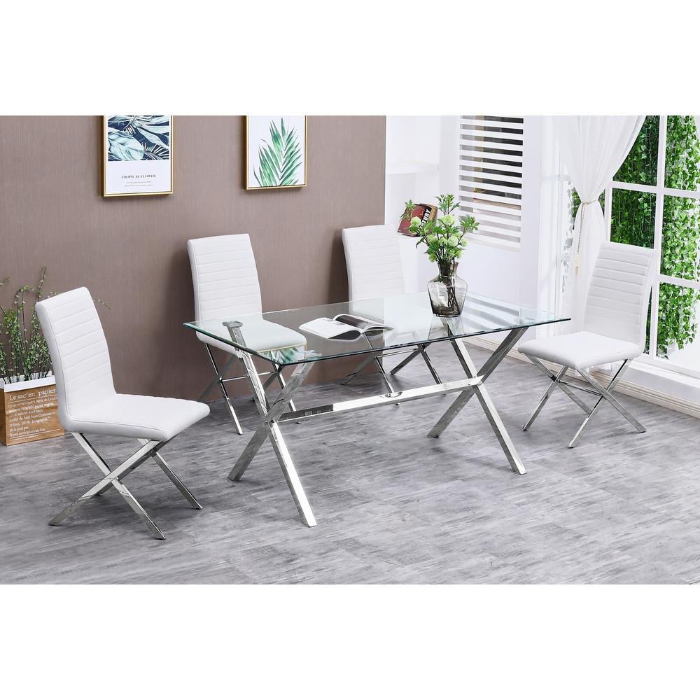 Best Master Furniture Timber 63″ Modern Stainless Steel Dining Table in Silver