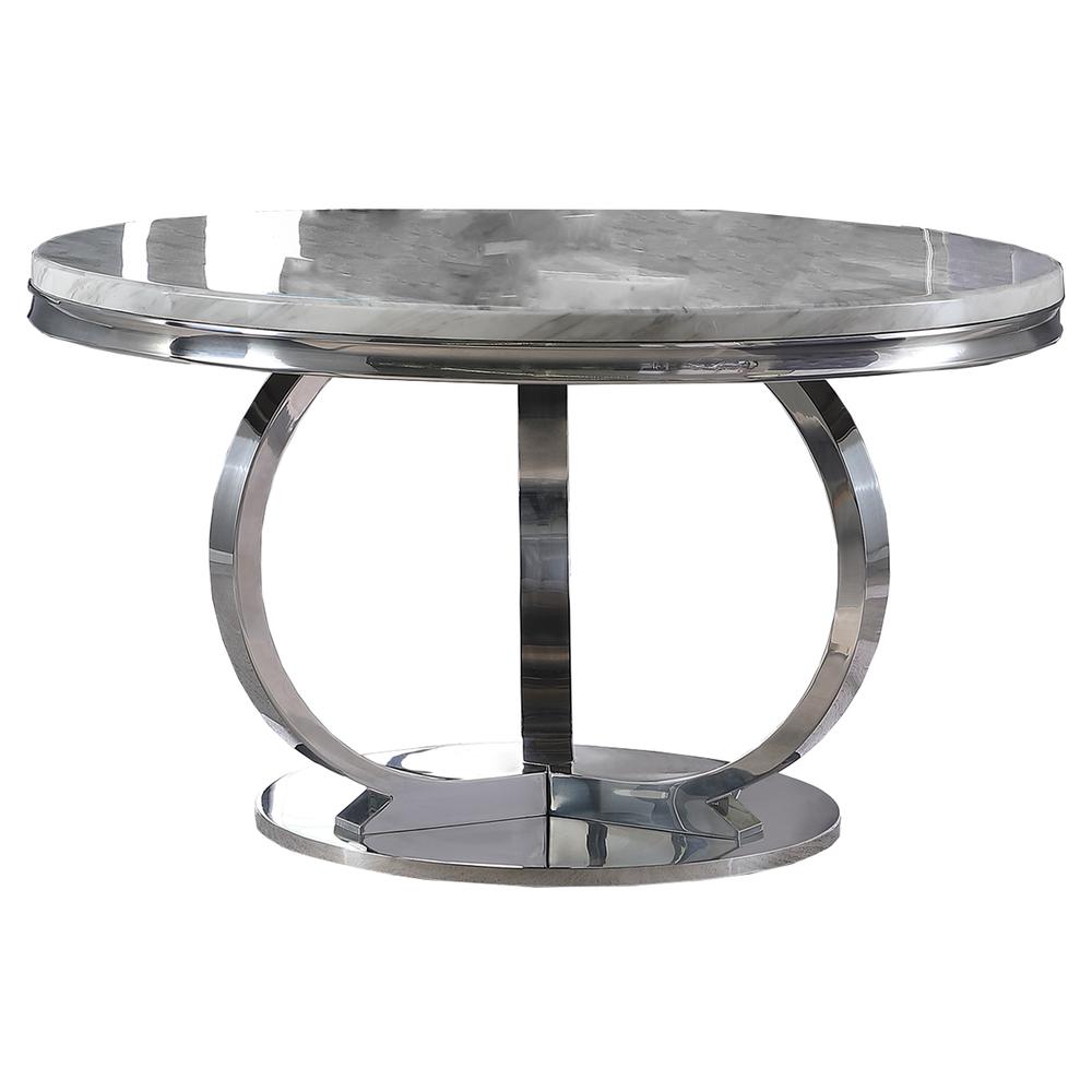 Best Master Furniture Lexington 52″ Round White Faux Marble Dining Table