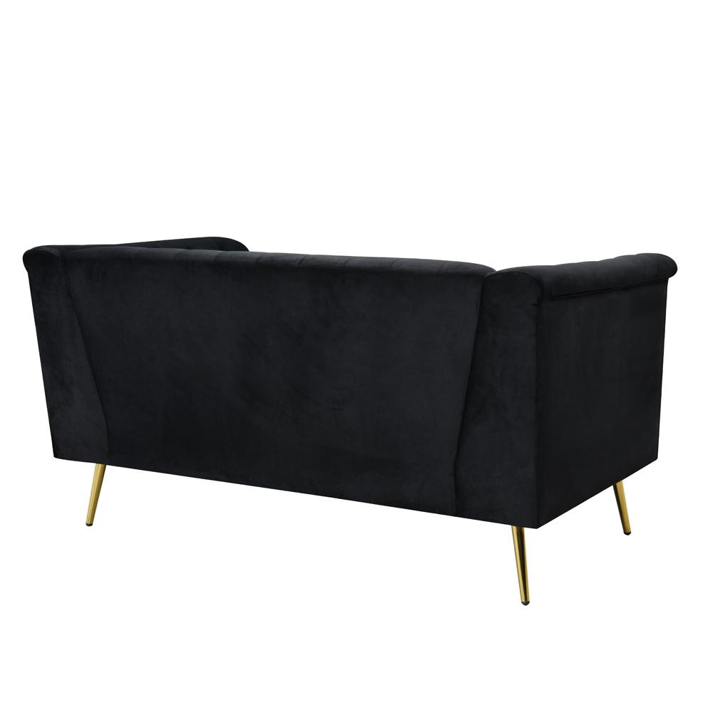 Ninian Black Velvet with Gold Accent Loveseat