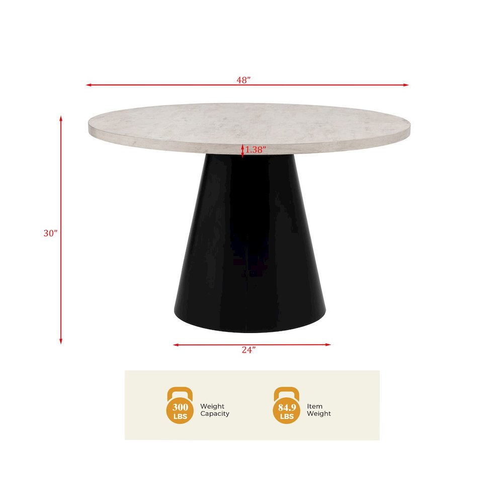 Timaro Transitional Round Dining Table with Pedestal Base