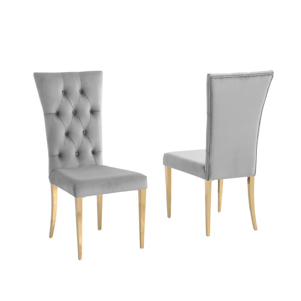 Danis Grey Velvet with Gold Dining Chairs
