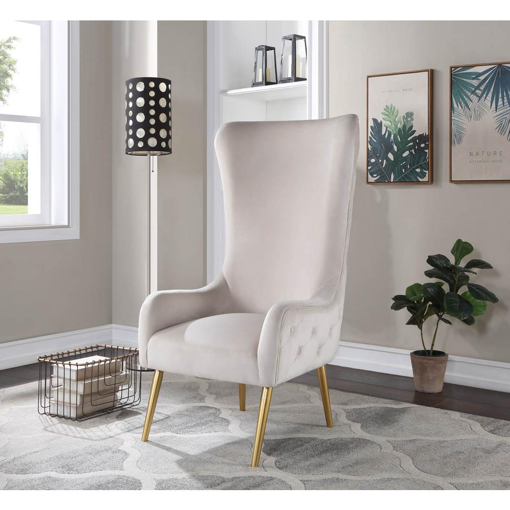 Venetian Cream Tufted Velvet High Back Arm Chair