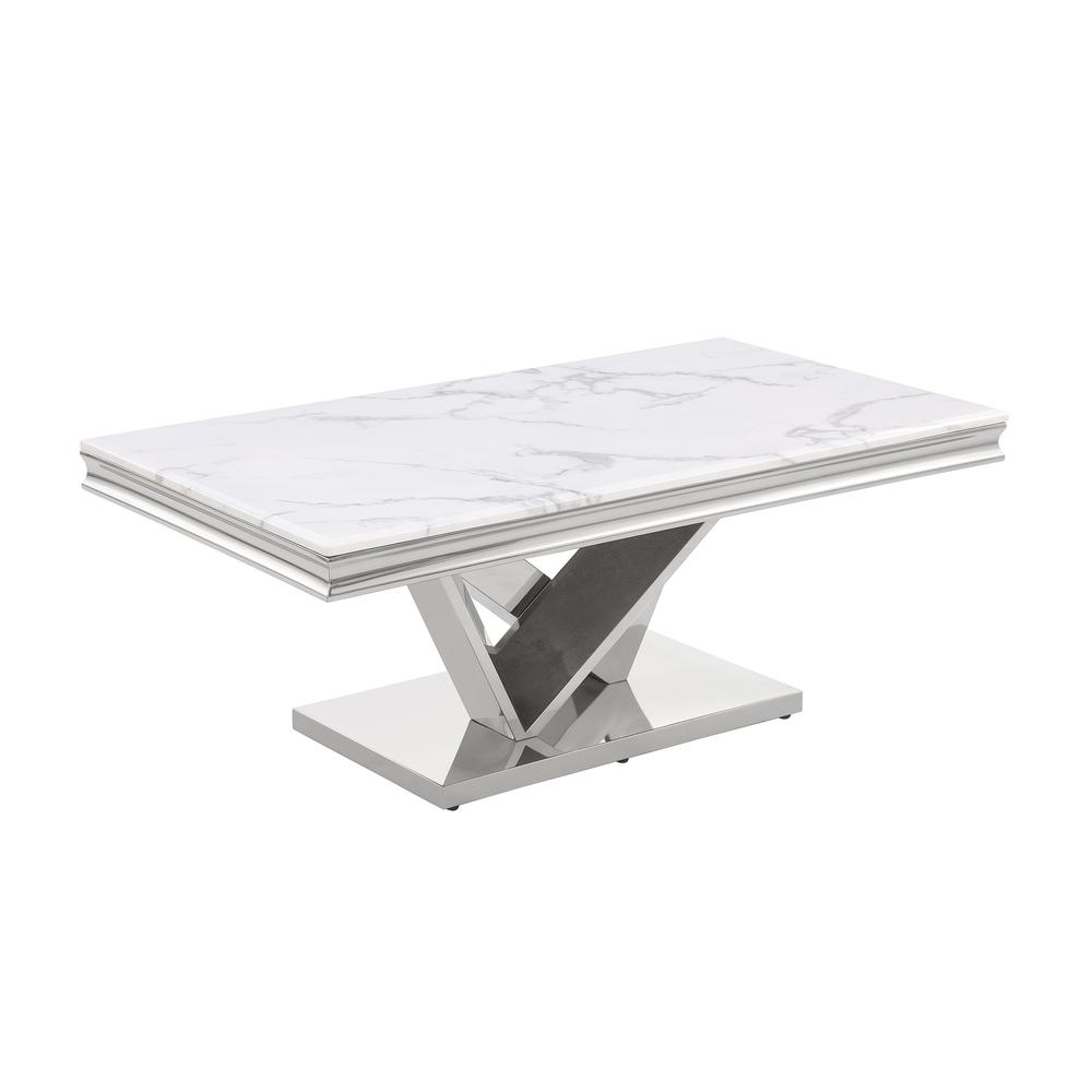 Blythe Stone Marble Laminate Silver Coffee Table