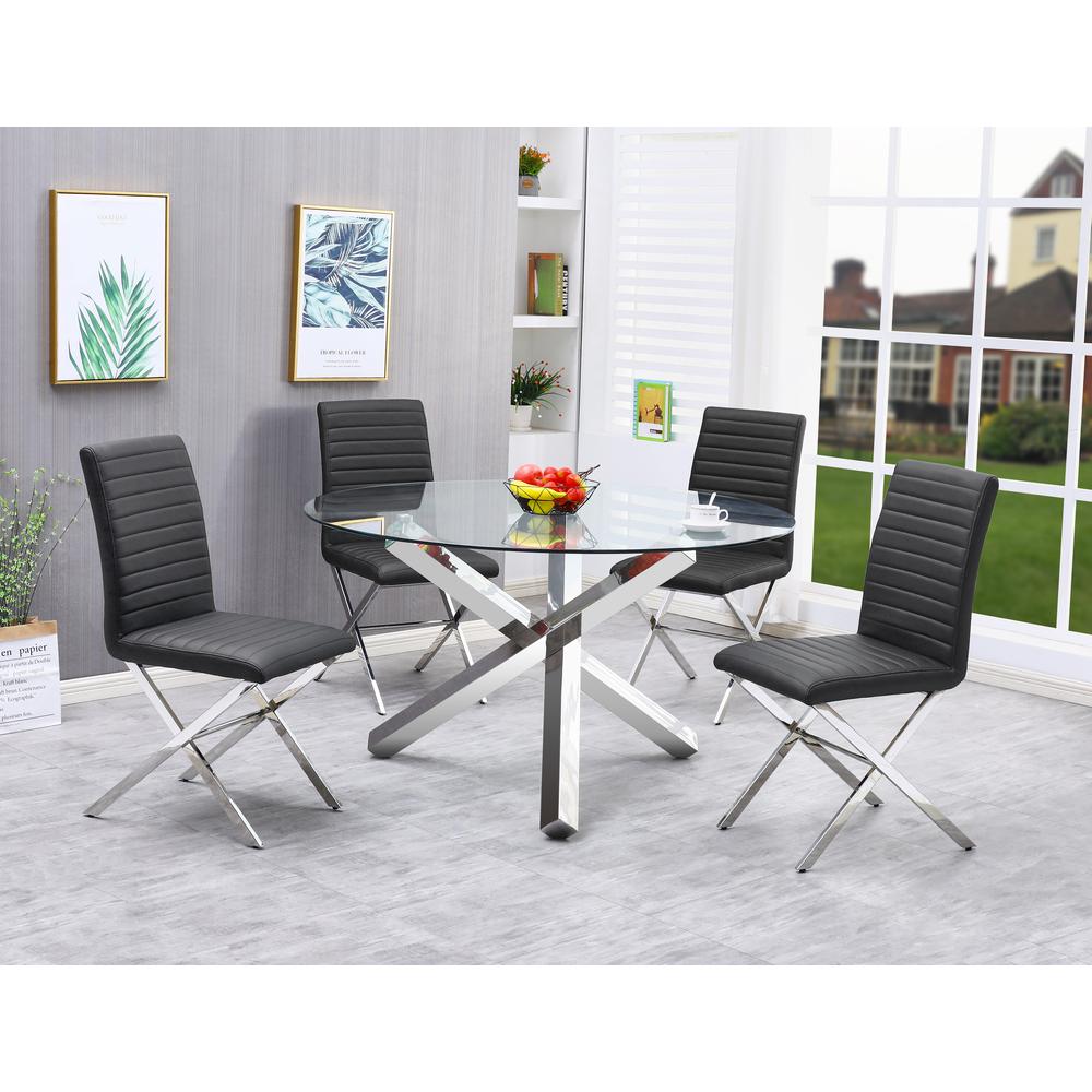 Best Master Furniture Tracy 54″ Round Glass Dining Table in Silver