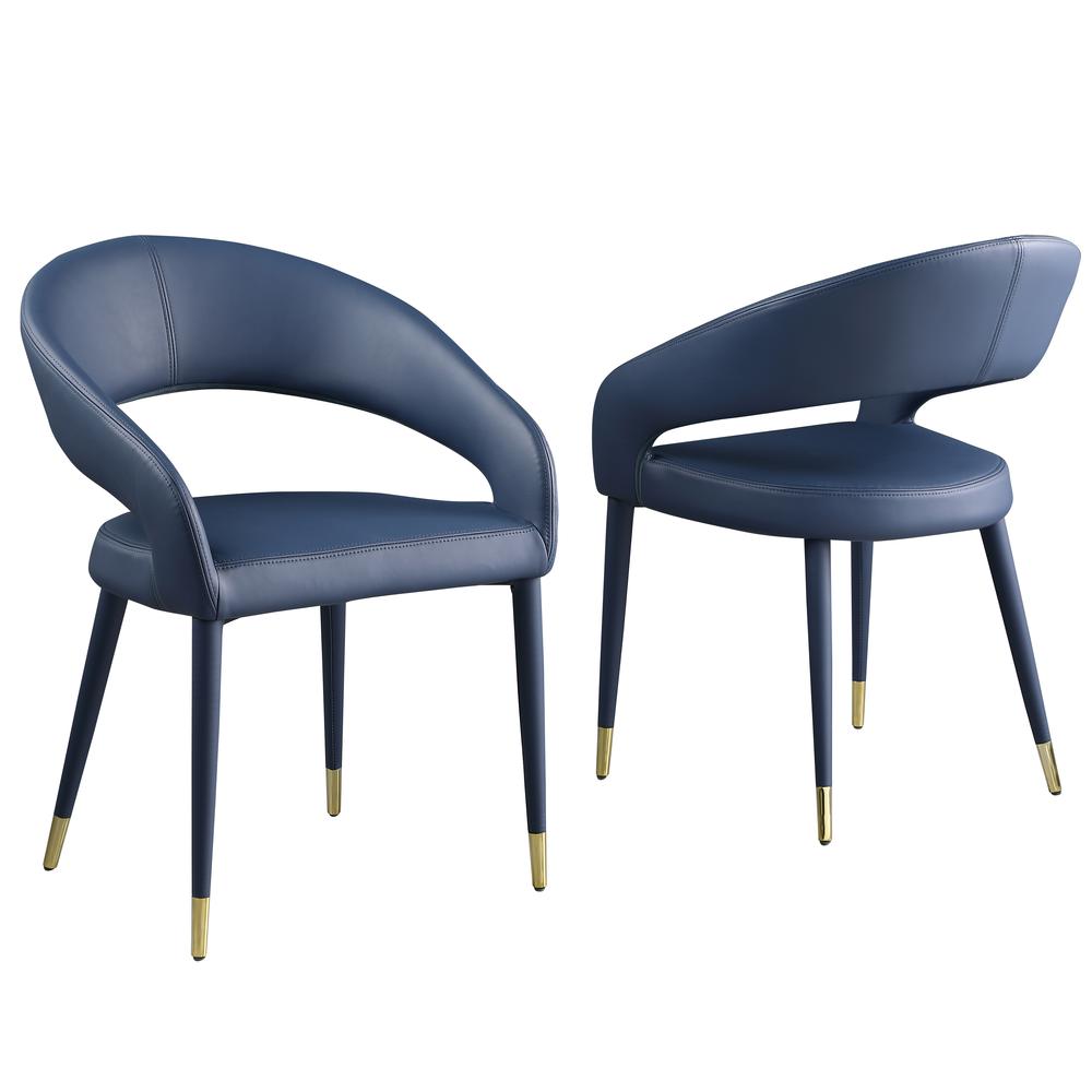 Jacques Faux Leather Navy Dining Chairs (Set of 2)