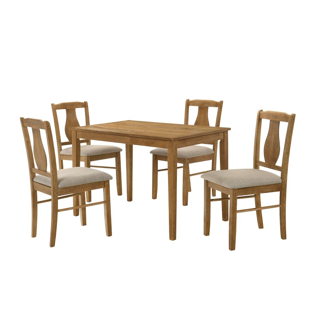 Solana 5-Piece Transitional Rectangle Dining Set in 1 Box