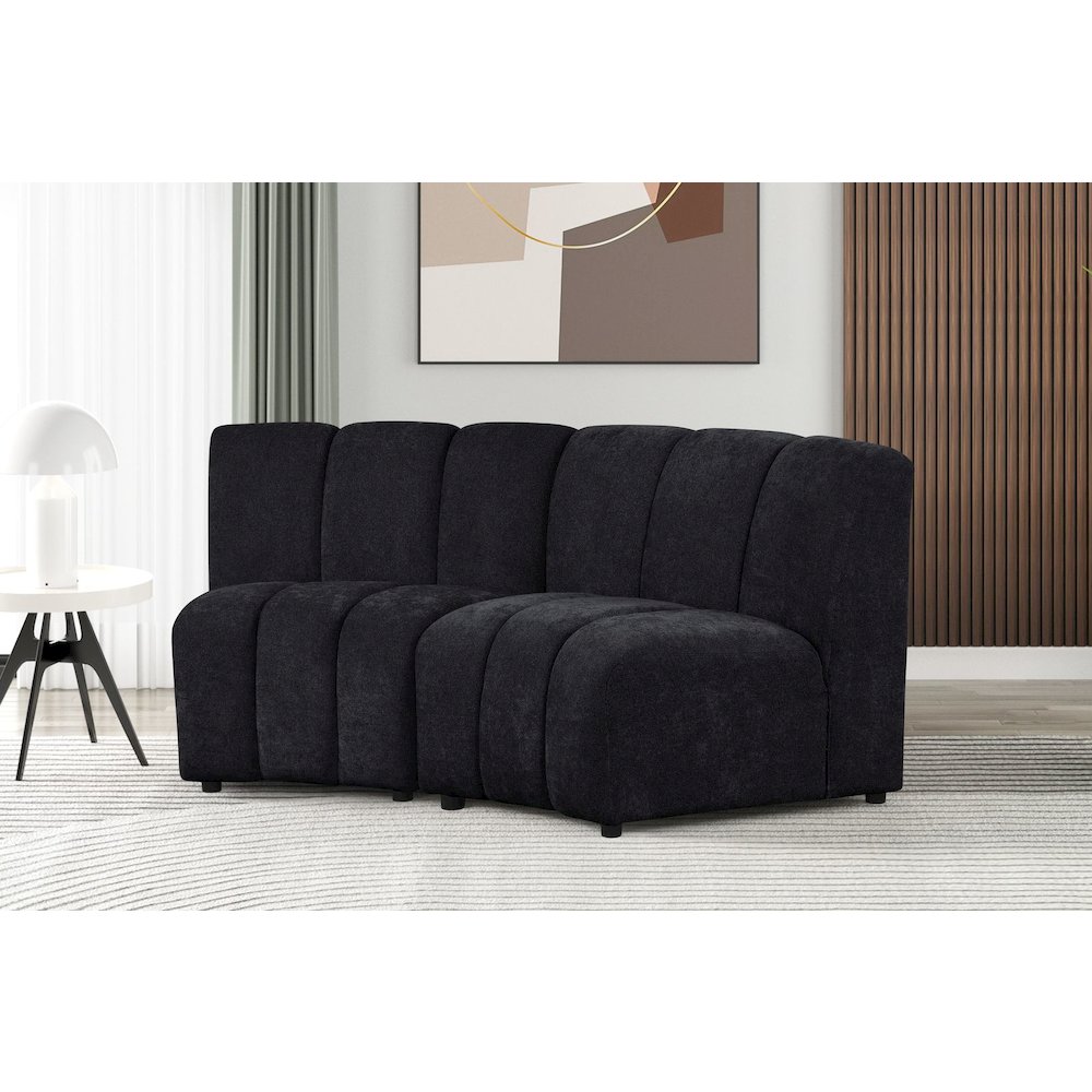 Sullessa Modular Polyester Cotton Armless Chair with Channel Tufted Design Black