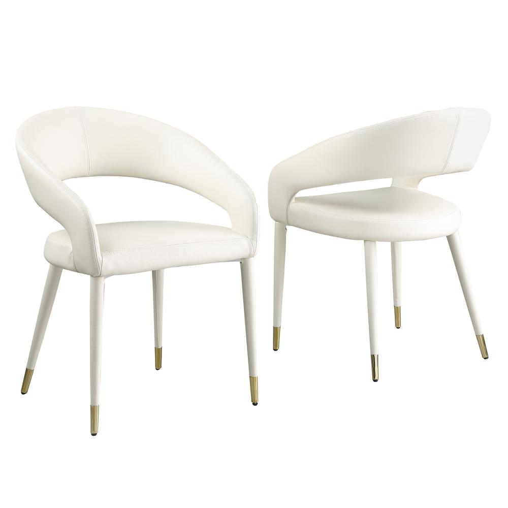 Jacques Faux Leather White Dining Chairs (Set of 2)