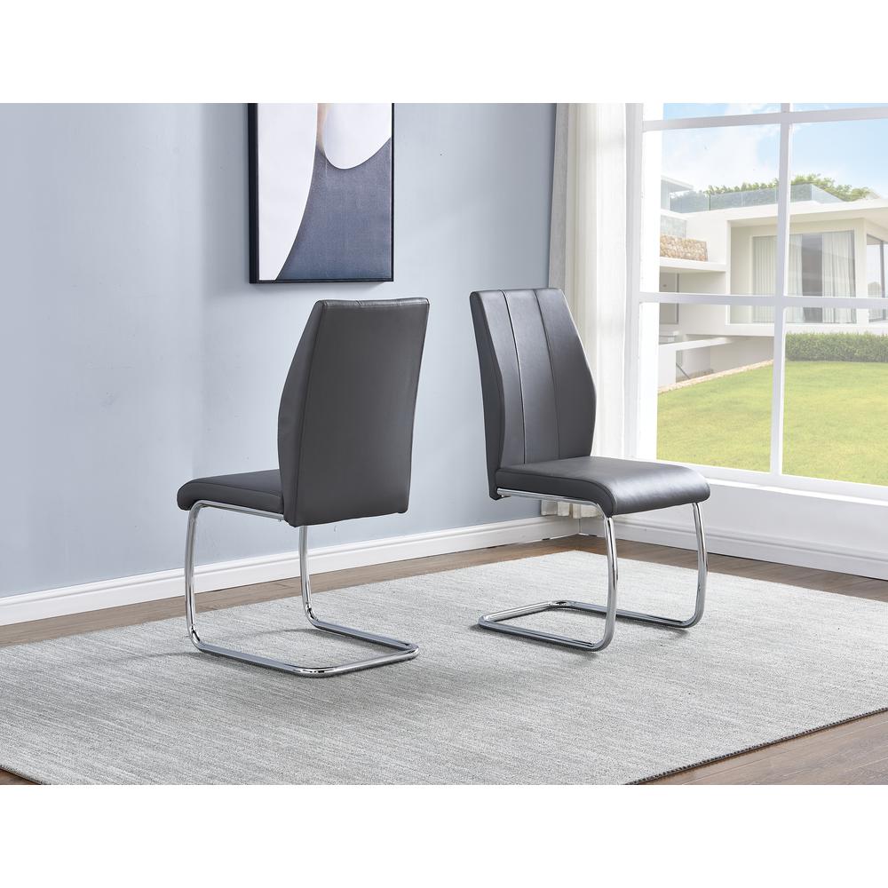 Gudmund 2-piece Modern Dining Chairs in Gray Faux Leather