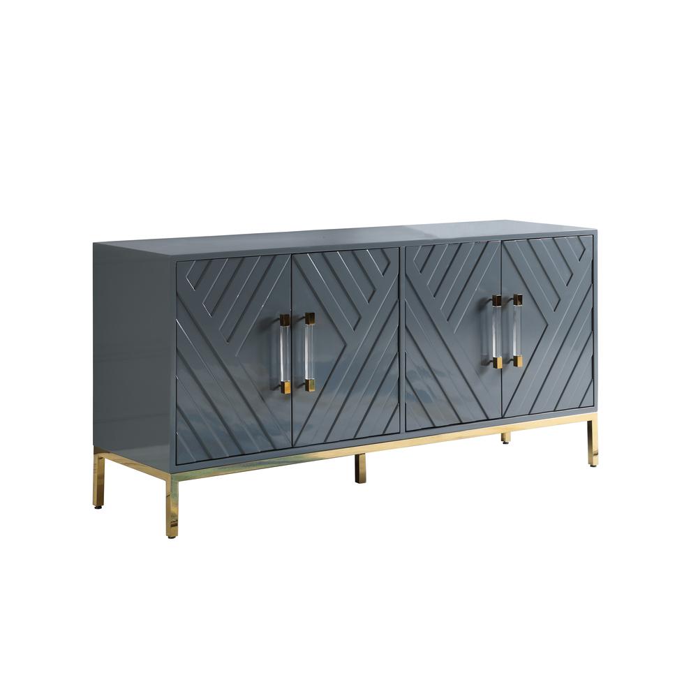 Best Master Furniture Junior 64″ Transitional Wood Sideboard in Gray/Gold Plated