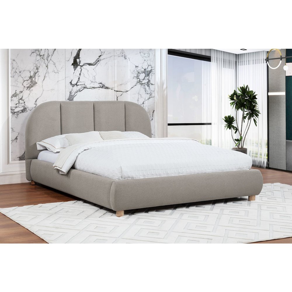 Ctasia Upholstered Burlap Fabric Low Profile Bed Frame