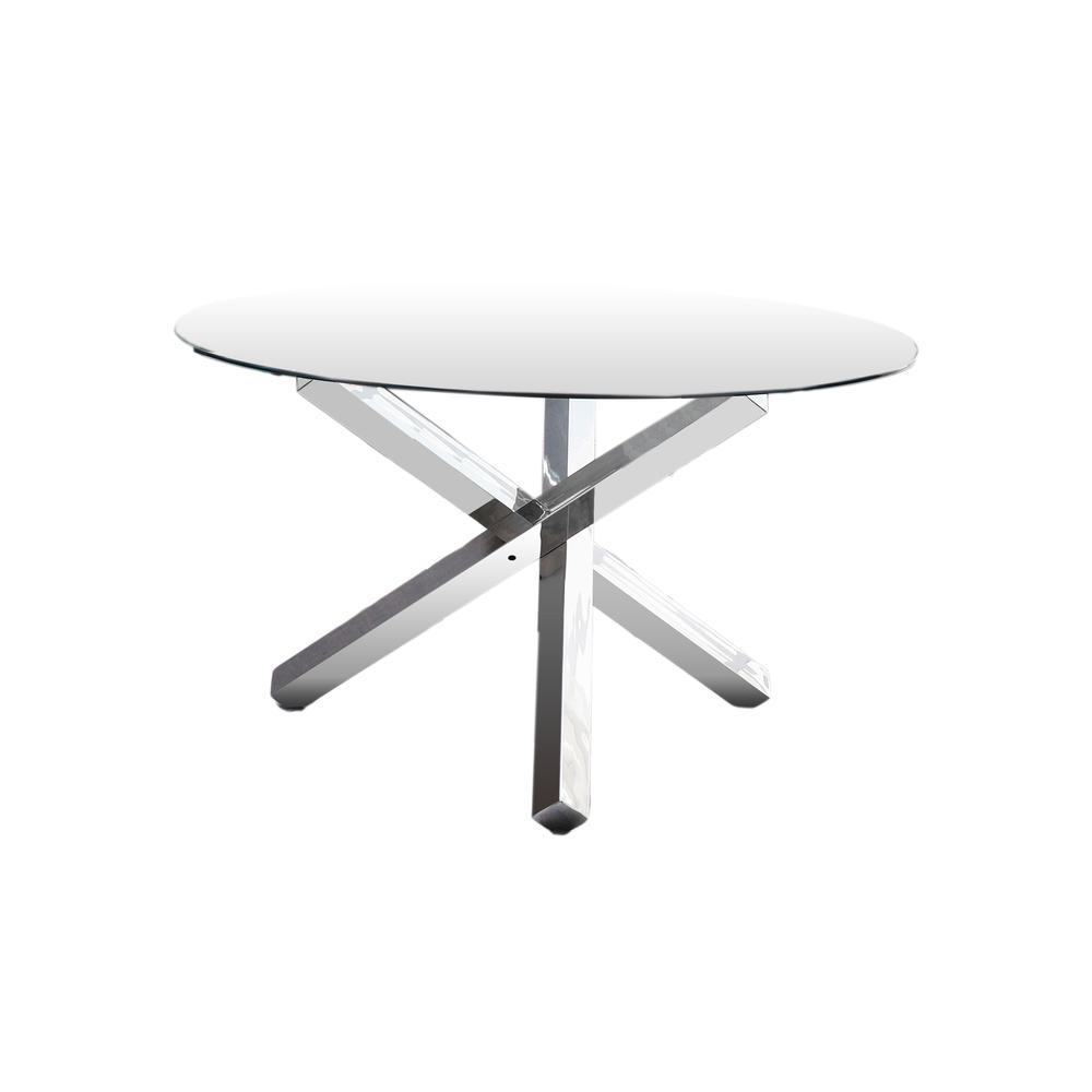 Best Master Furniture Tracy 54″ Round Glass Dining Table in Silver