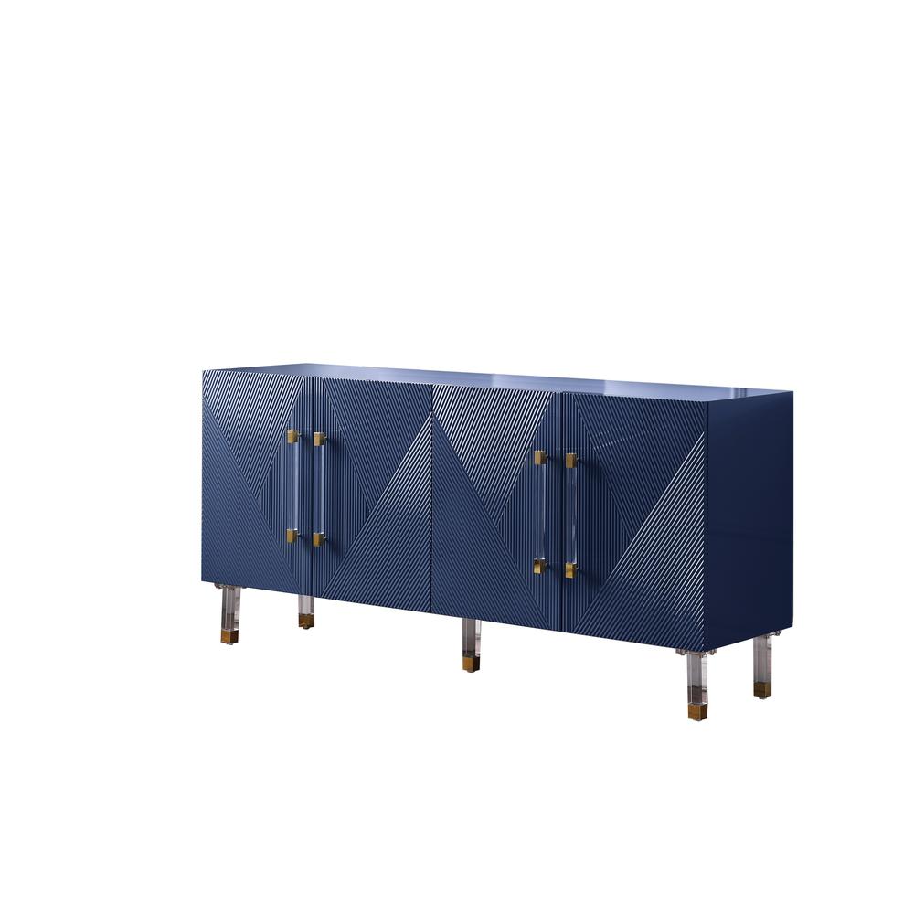 Best Master Furniture Fenella 65″ Modern Wood Sideboard with Gold Accent in Navy