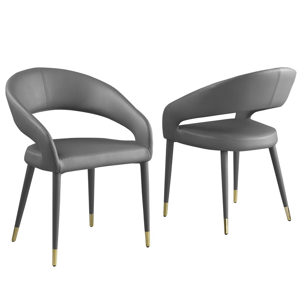 Jacques Faux Leather Gray Dining Chairs (Set of 2)