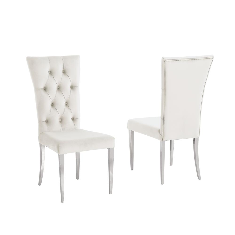 Danis Beige Velvet with Silver Dining Chairs
