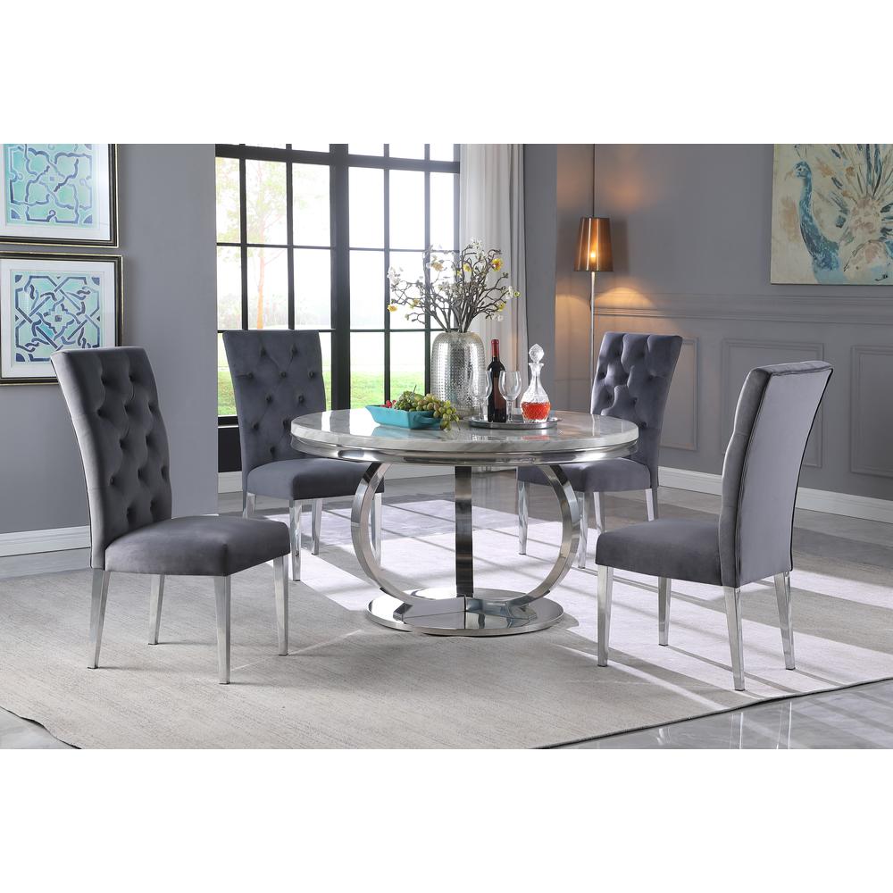 Best Master Furniture Lexington 52″  Round Dining Set in Gray