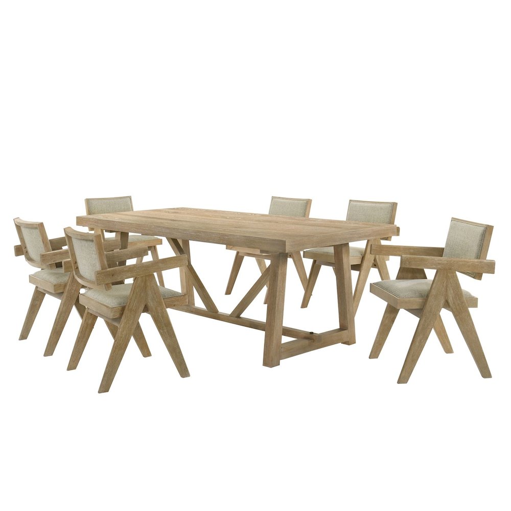 Malibu 7-Piece Transitional Rectangle Dining Set