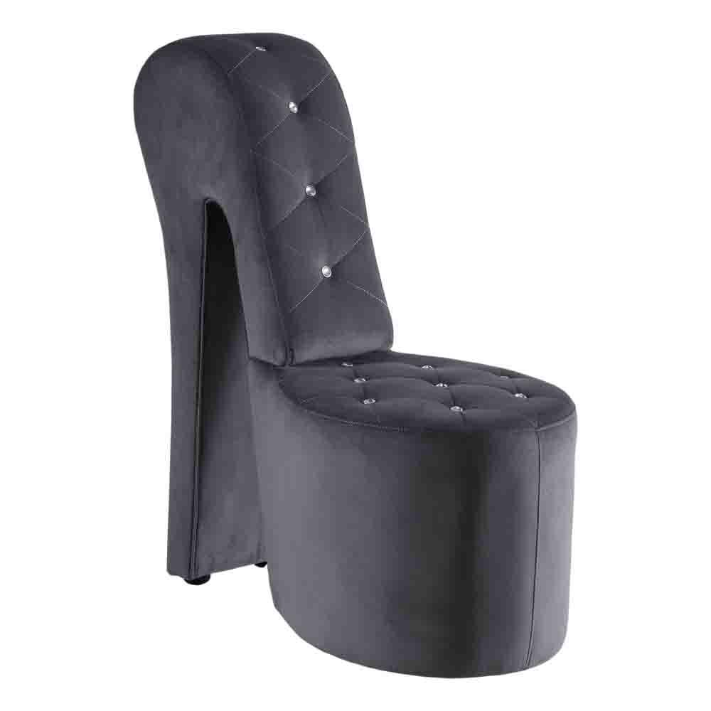 Best Master Furniture Tristram 19″ Velvet High Heel Shoe Chair in Gray