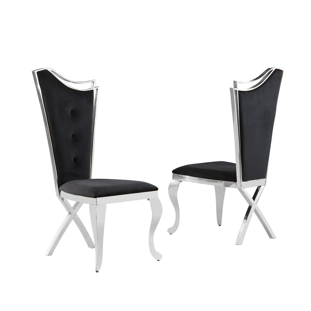 Ivane Black Velvet with Silver Dining Chairs