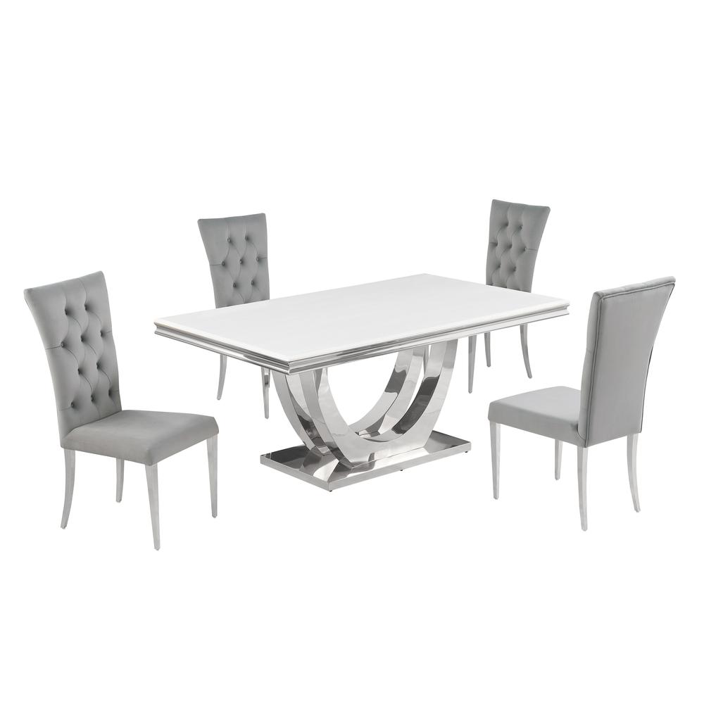 Danis Grey with Silver 5-Piece Rectangle Dining Set