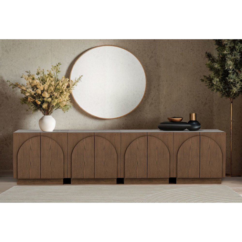 Questa Scandinavian Mid-Century 2-Door Cabinet with Arch Handles