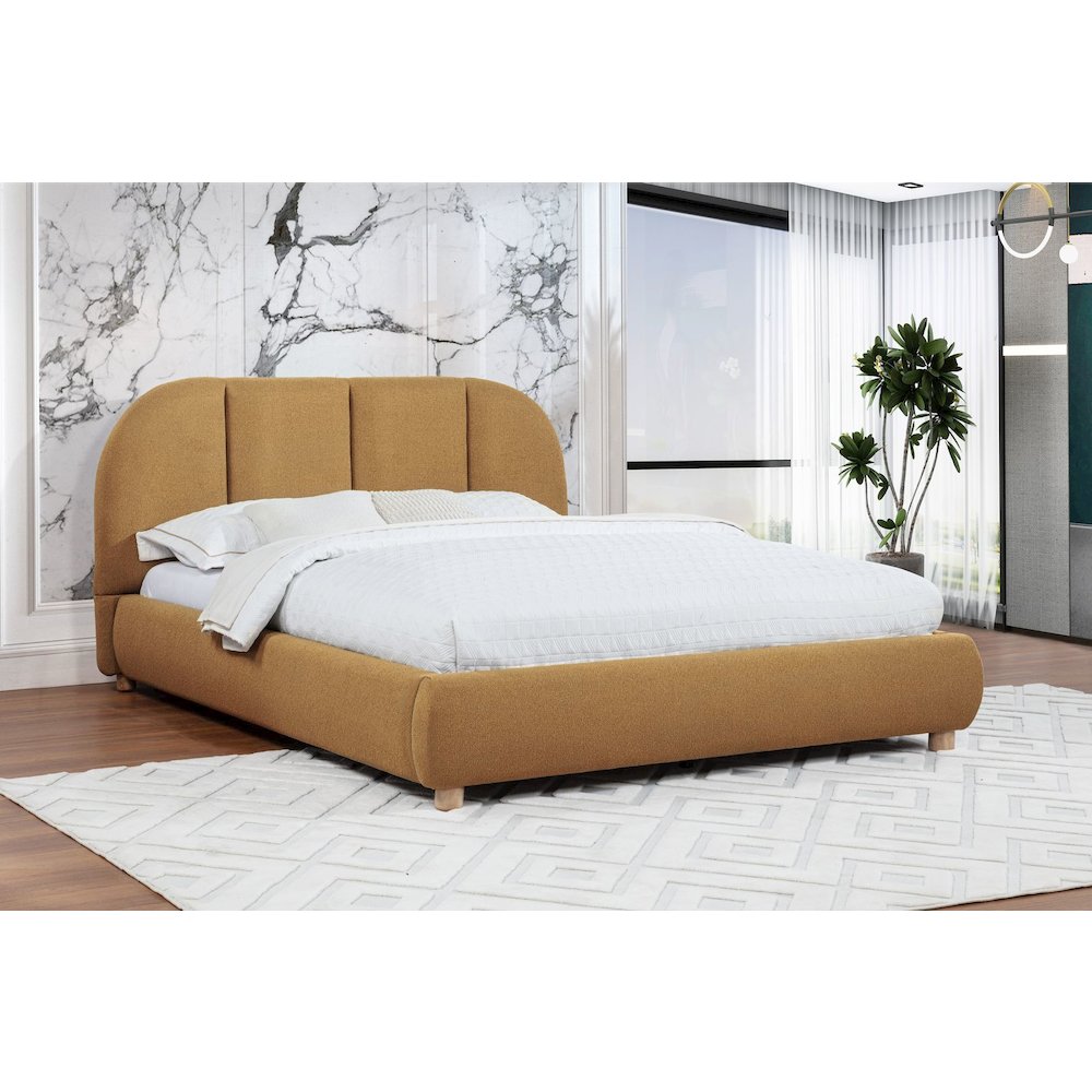Ctasia Upholstered Burlap Fabric Low Profile Bed Frame