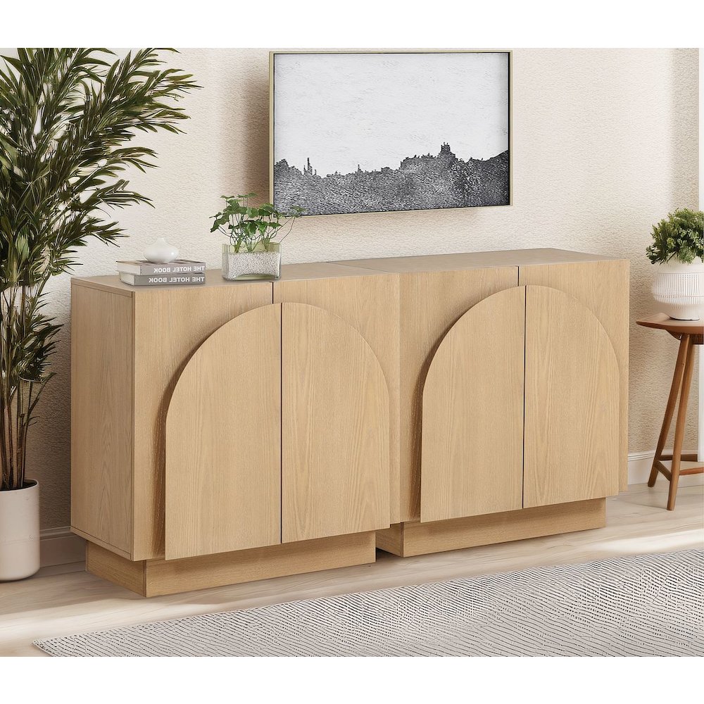 Questa Scandinavian Mid-Century 2-Door Cabinet with Arch Handles