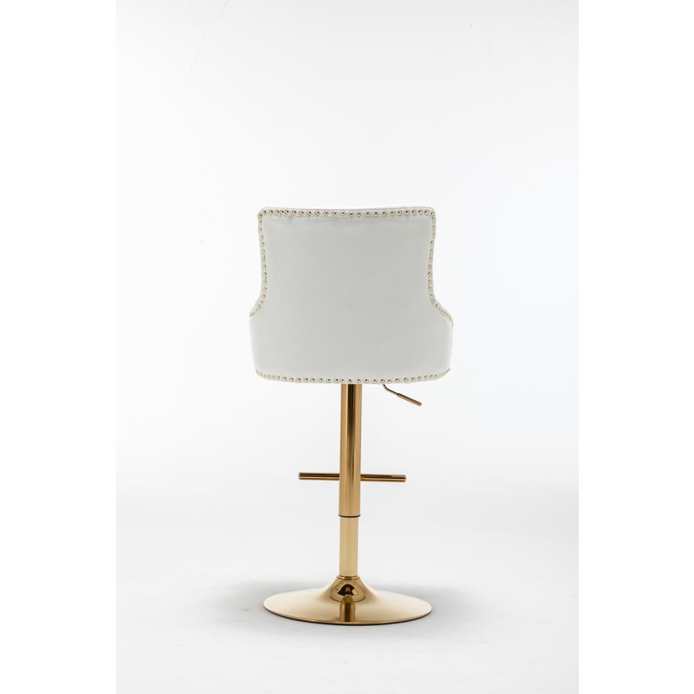 Brightcast 2-piece Velvet Tufted Gold Bar Stools in White