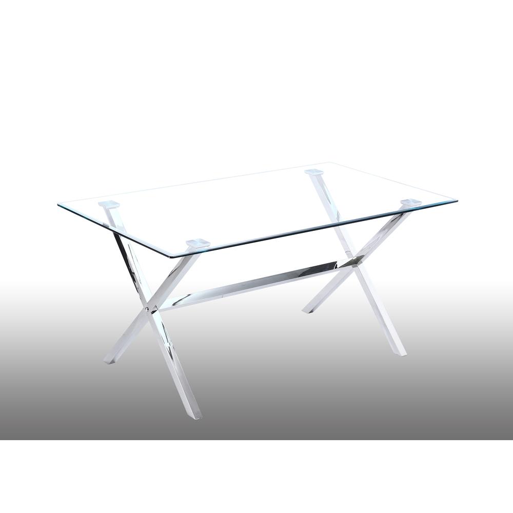 Best Master Furniture Timber 63″ Modern Stainless Steel Dining Table in Silver