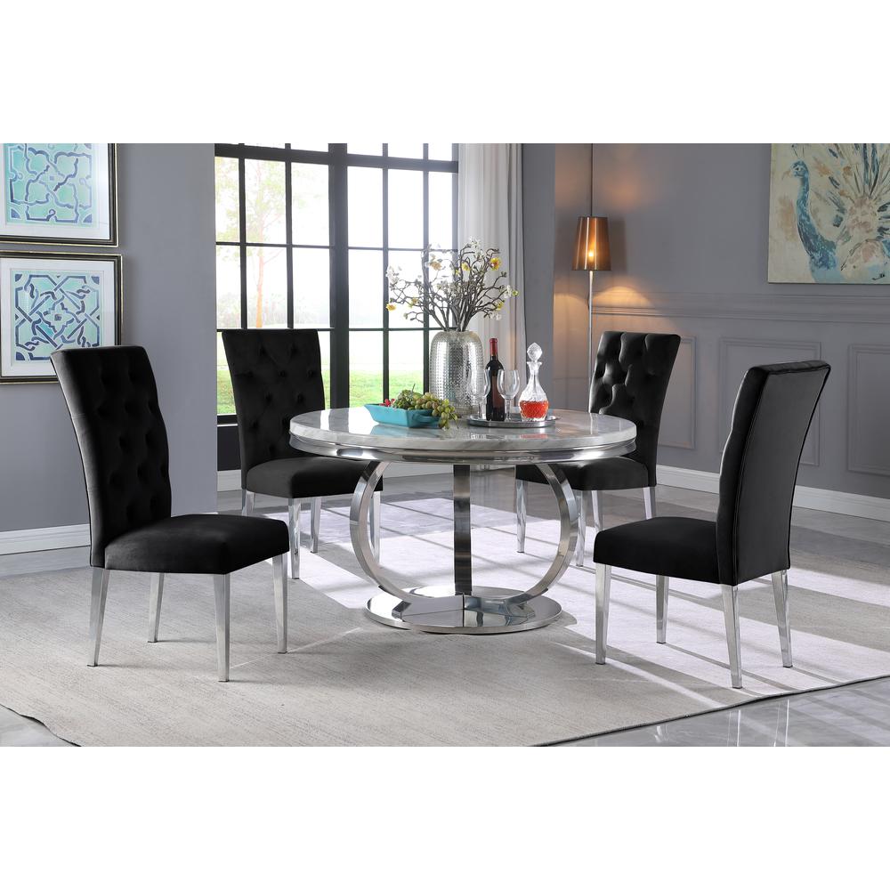 Best Master Furniture Lexington 52″ Round White Faux Marble Dining Table
