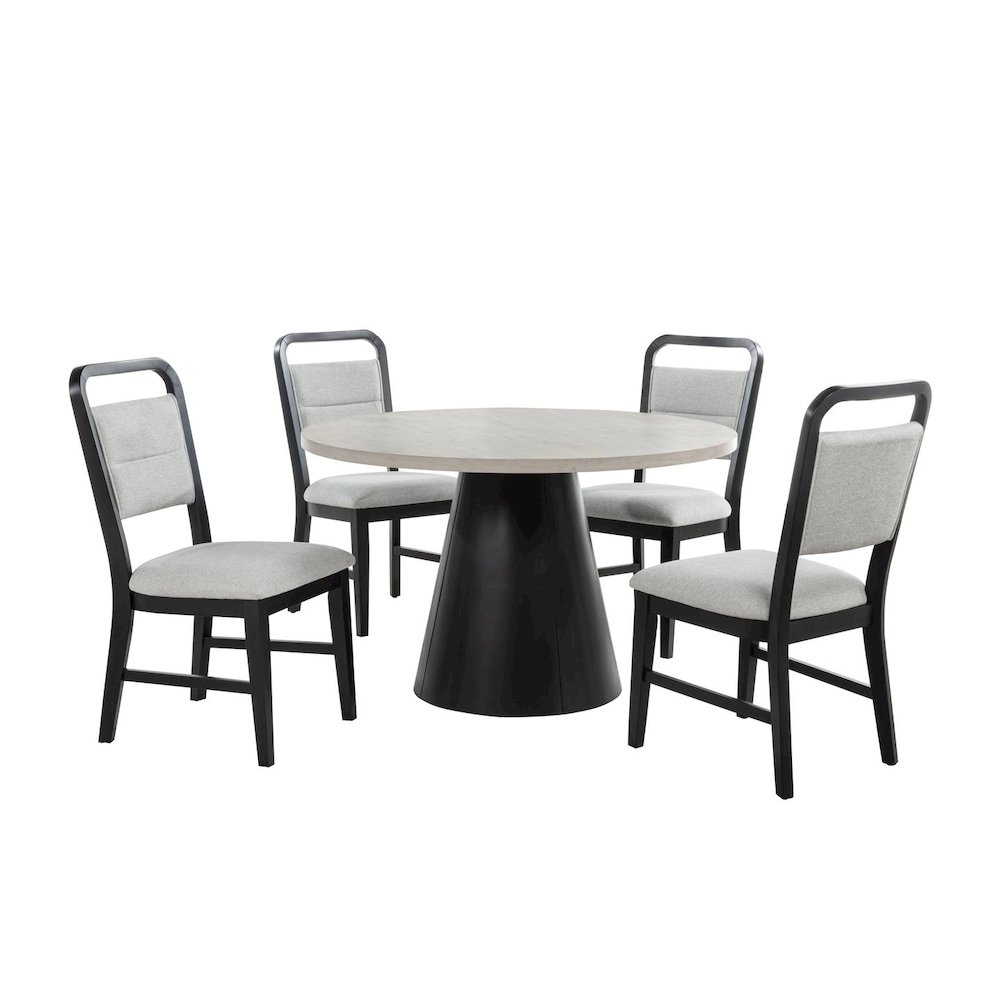 5-Piece Transitional Round Dining Set with Pedestal Base