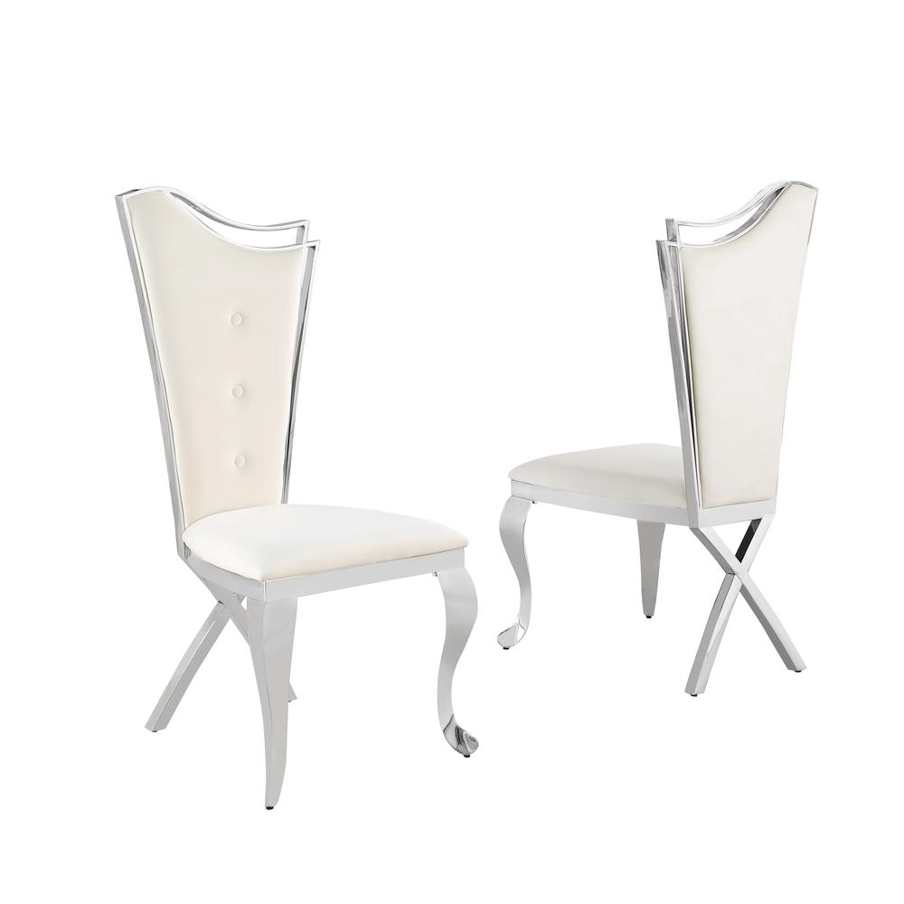 Ivane Cream Velvet with Silver Dining Chairs
