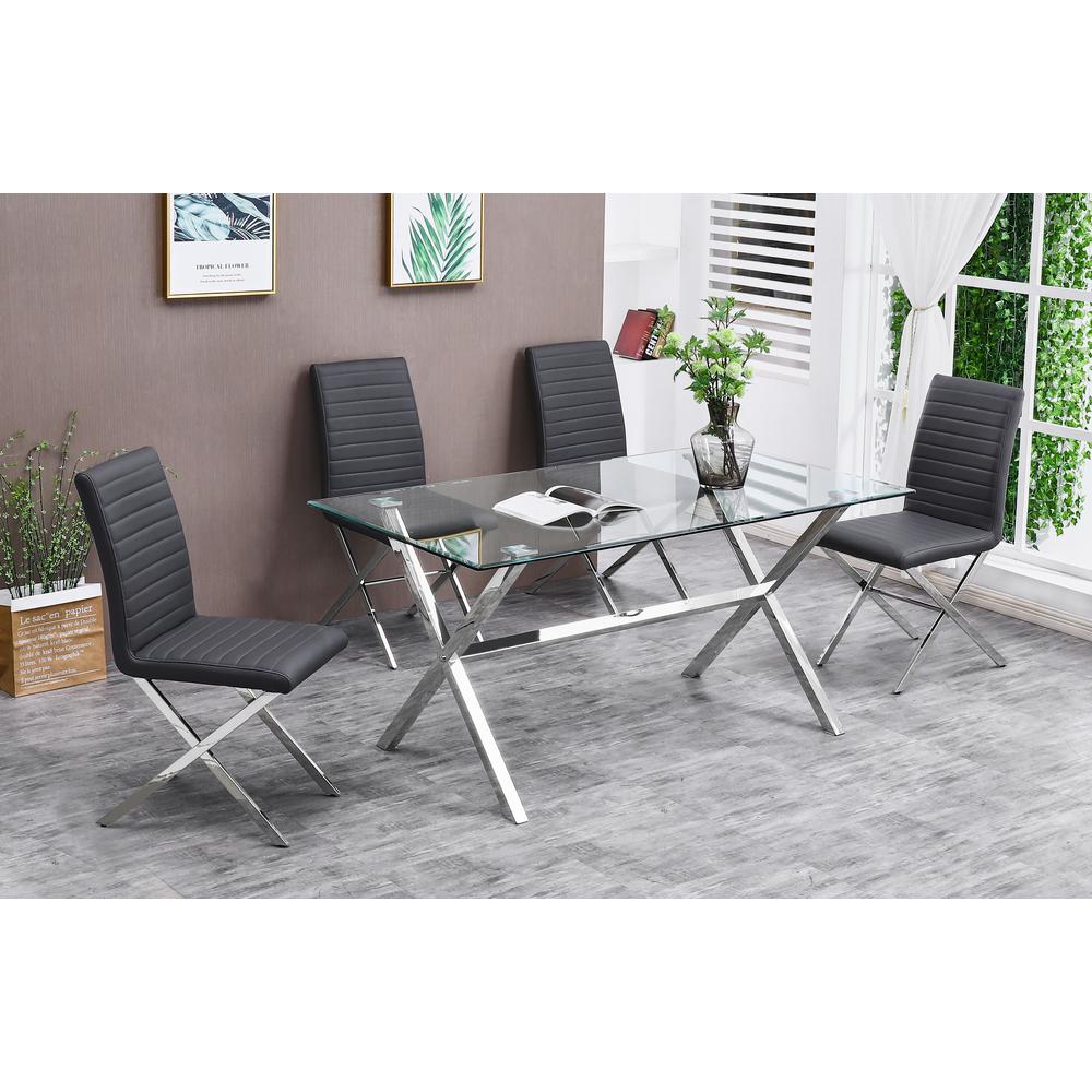 Best Master Furniture Timber 63″ Modern Stainless Steel Dining Table in Silver