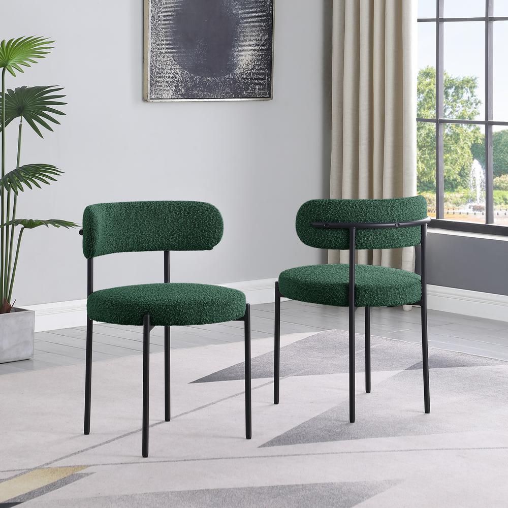 Drexel Boucle Fabric Green Dining Chairs (Set of 2)