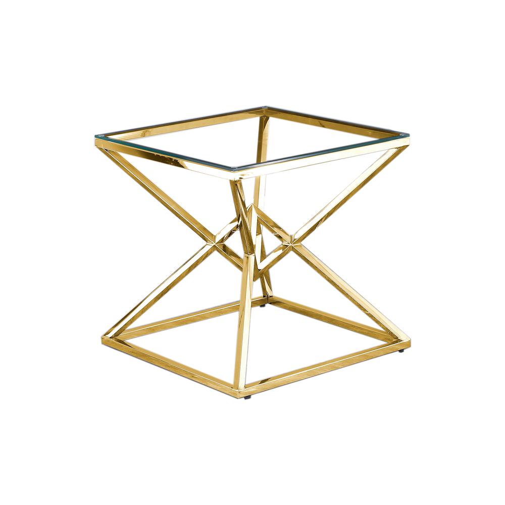 Best Master Furniture 22″ Modern Clear Tempered Glass Side Table in Gold