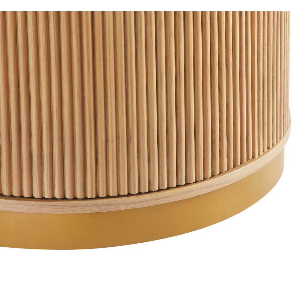 Tappelle Mid-Century Modern Round Storage Dining Table with Gold Accents