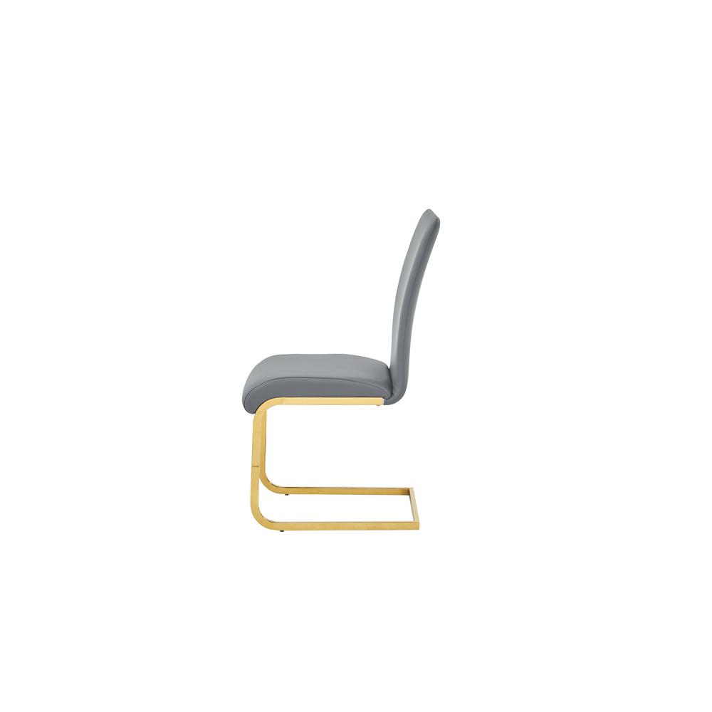 Alison Faux Leather Chrome Dining Side Chair in White/Gold (Set of 2)