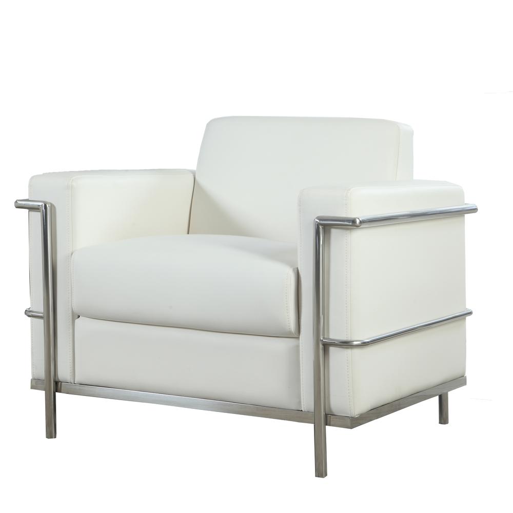 Best Master Furniture Sherry 36″ Modern Faux Leather Accent Chair in White