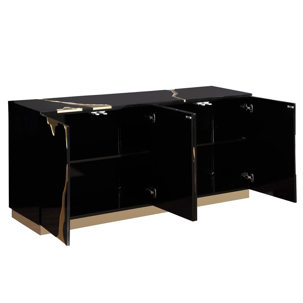 Domitianus Wood Sideboard with Gold Accents in Black