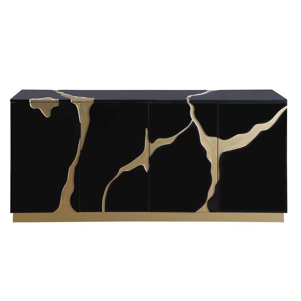 Domitianus Wood Sideboard with Gold Accents in Black