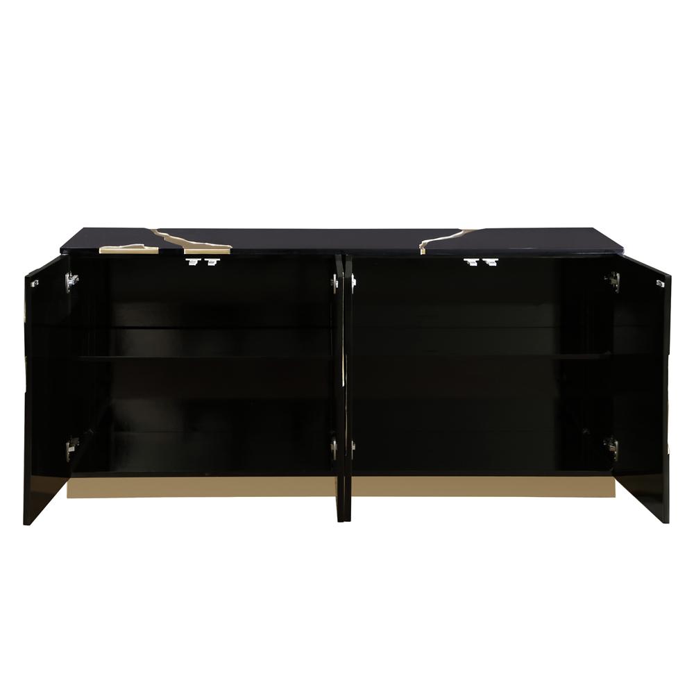 Domitianus Wood Sideboard with Gold Accents in Black