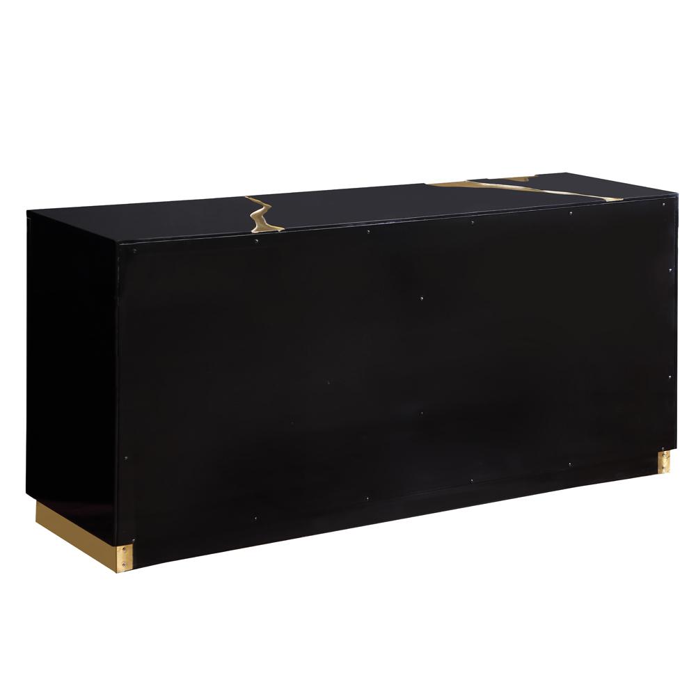 Domitianus Wood Sideboard with Gold Accents in Black