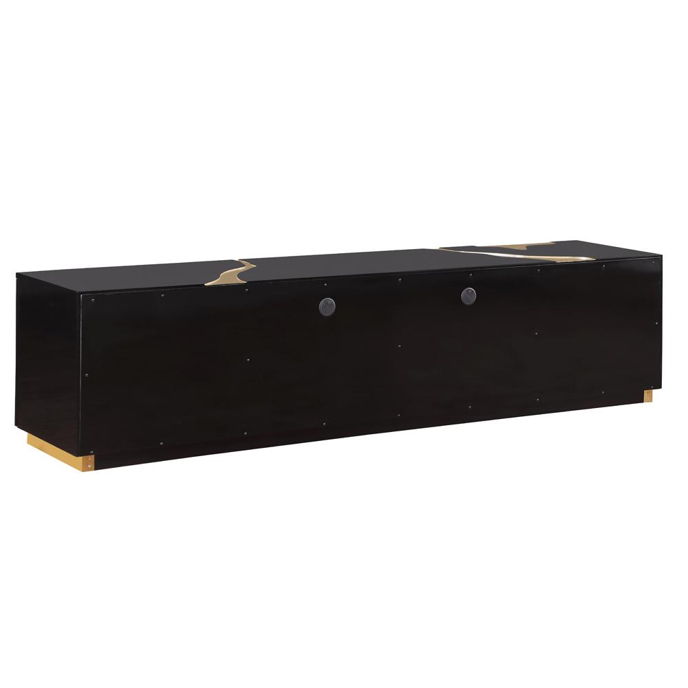Ronnie Black Lacquer T.V Stand with Gold Accents