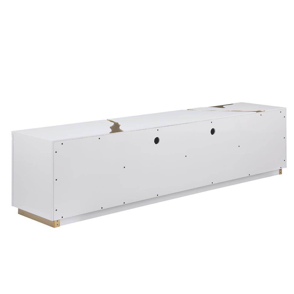 Ronnie White Lacquer T.V Stand with Gold Accents