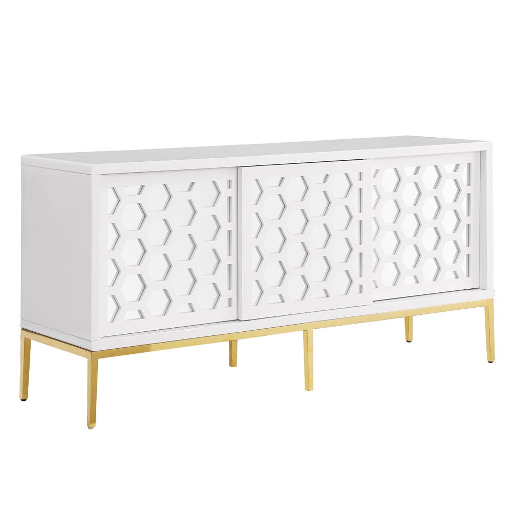 Valens 64″ White with Gold Base Sideboard