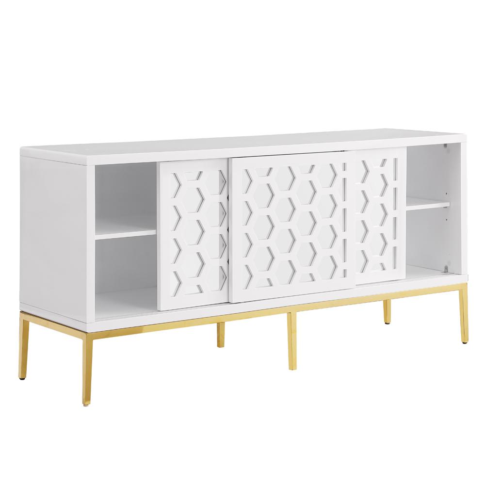 Valens 64″ White with Gold Base Sideboard