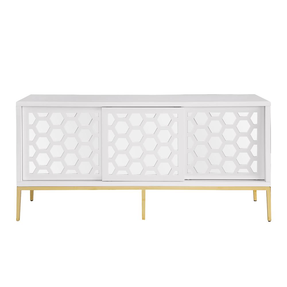 Valens 64″ White with Gold Base Sideboard