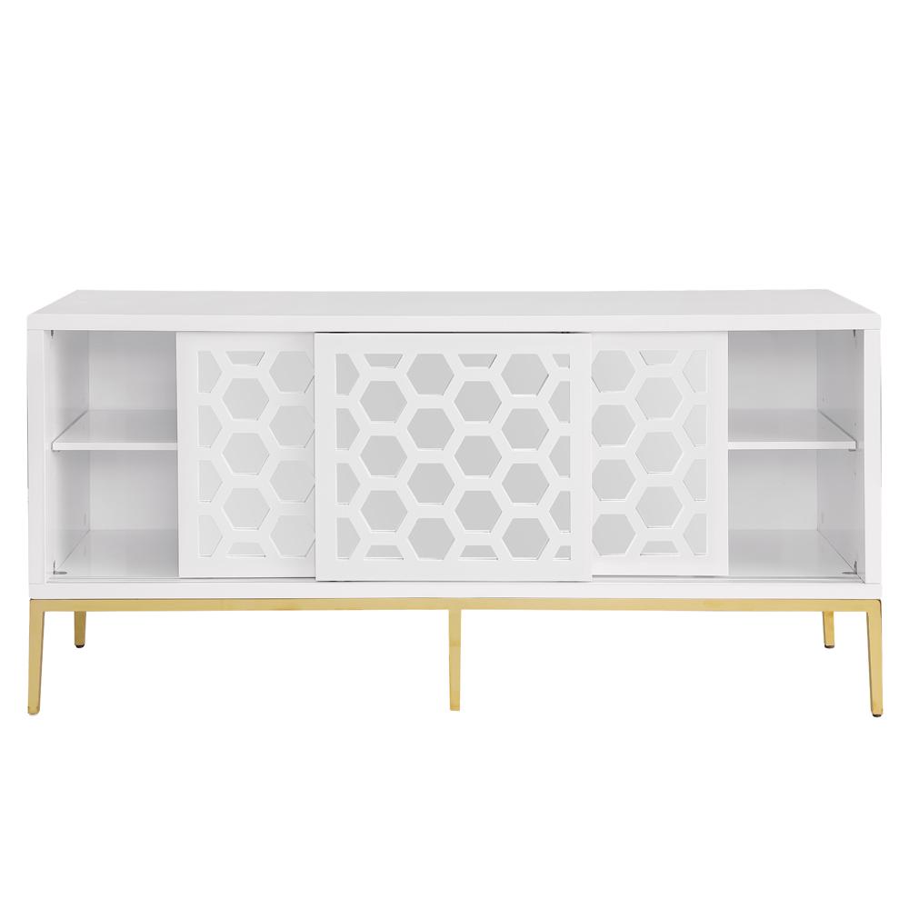 Valens 64″ White with Gold Base Sideboard