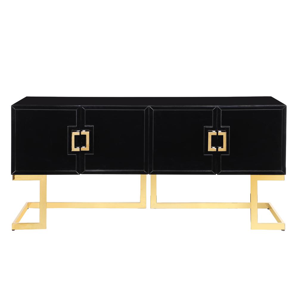 Timotheos 64″ Black Lacquered Wood Sideboard with Gold Accents