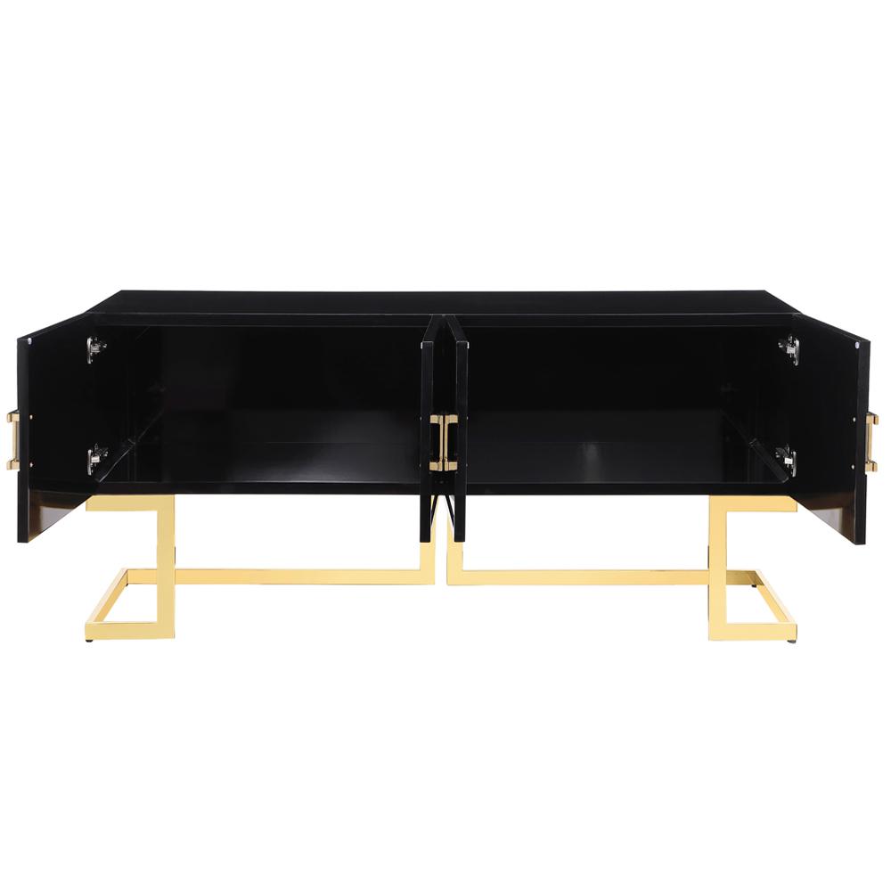 Timotheos 64″ Black Lacquered Wood Sideboard with Gold Accents